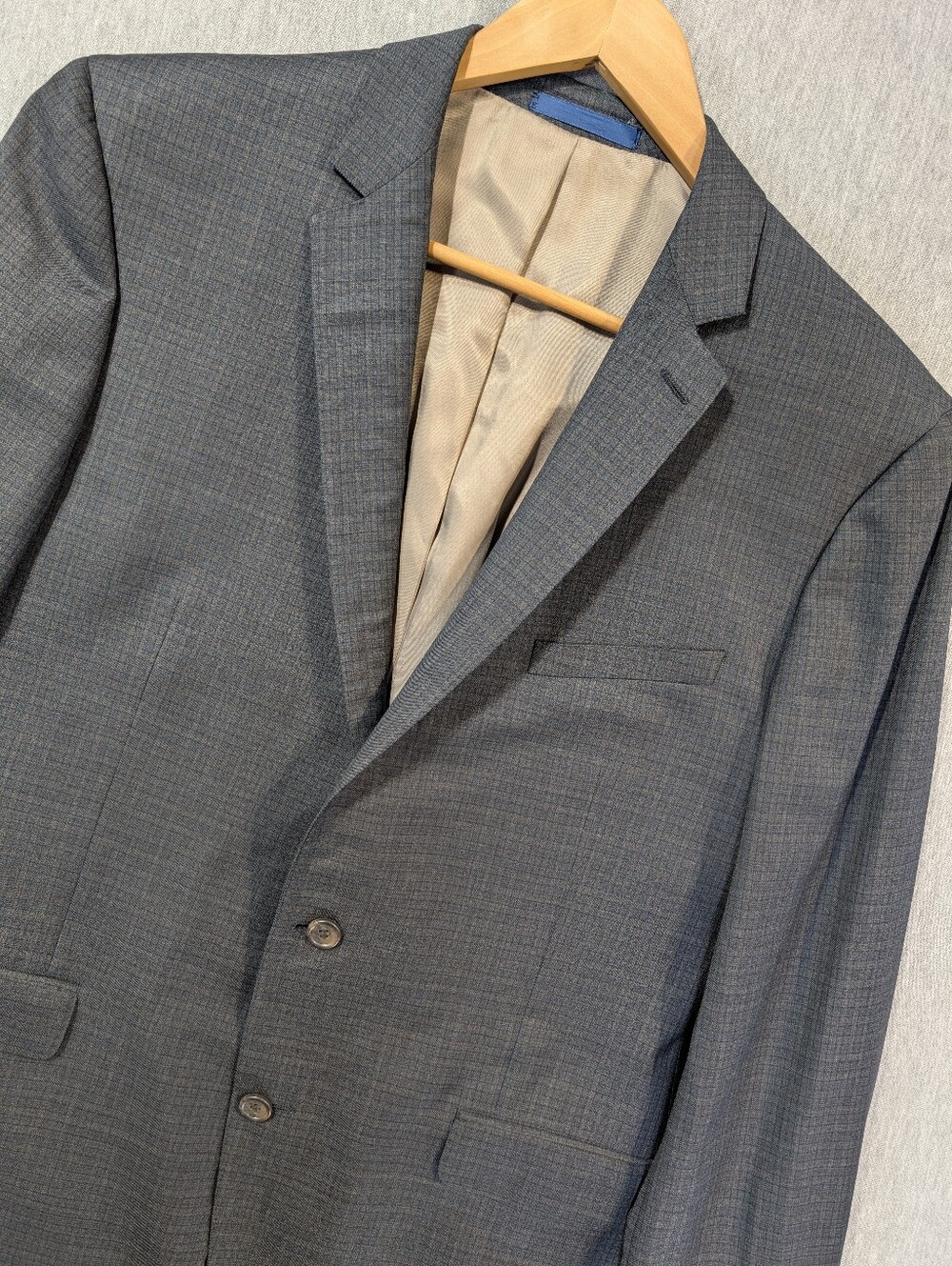 Paul Betenly Ronaldo Wool Plaid Blazer Men's 44L Grey 2 Button